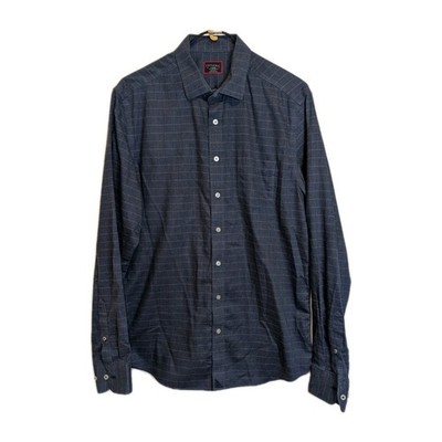 UNTUCKit Mens Large Button Down Shirt Blue Plaid Long Sleeve 100% Cotton