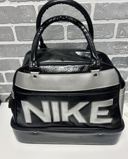 Vintage Nike Golf Silver  Black Leather Clubhouse Weekender Carry-On Bag Rare