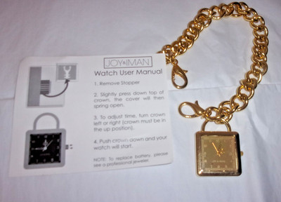 Joy & Iman Quartz Fashion Purse Watch Gold Case and  Chain Needs Battery