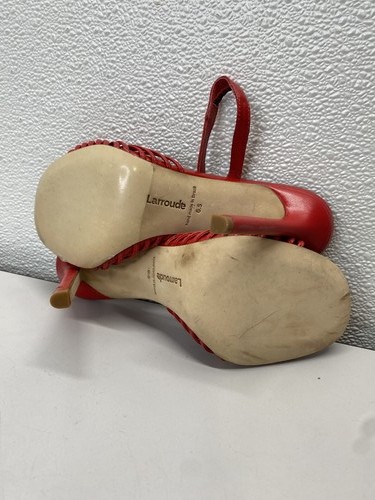 Larroude Women's Strappy Knot Slingback Pumps Size 6.5 Red *Preowned* - Picture 14 of 17