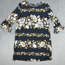 Old Navy Shift Dress Women Medium Blue Gray Floral 3/4 Bell Sleeve Feminine Boho