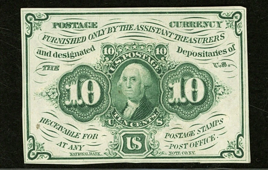 FR# 1242 Fractional 1862 Union Currency 10c Civil War FIRST 1st Issue, PCGS 58 - Image 3 of 4