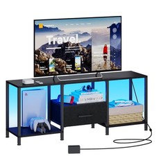TV Stand with LED Lights Entertainment Center Media Console 55 Inch TV Black