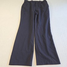 Lauren Ralph Lauren Dress Pants Women 10P Navy Blue Wool Blend Wide Leg Trousers