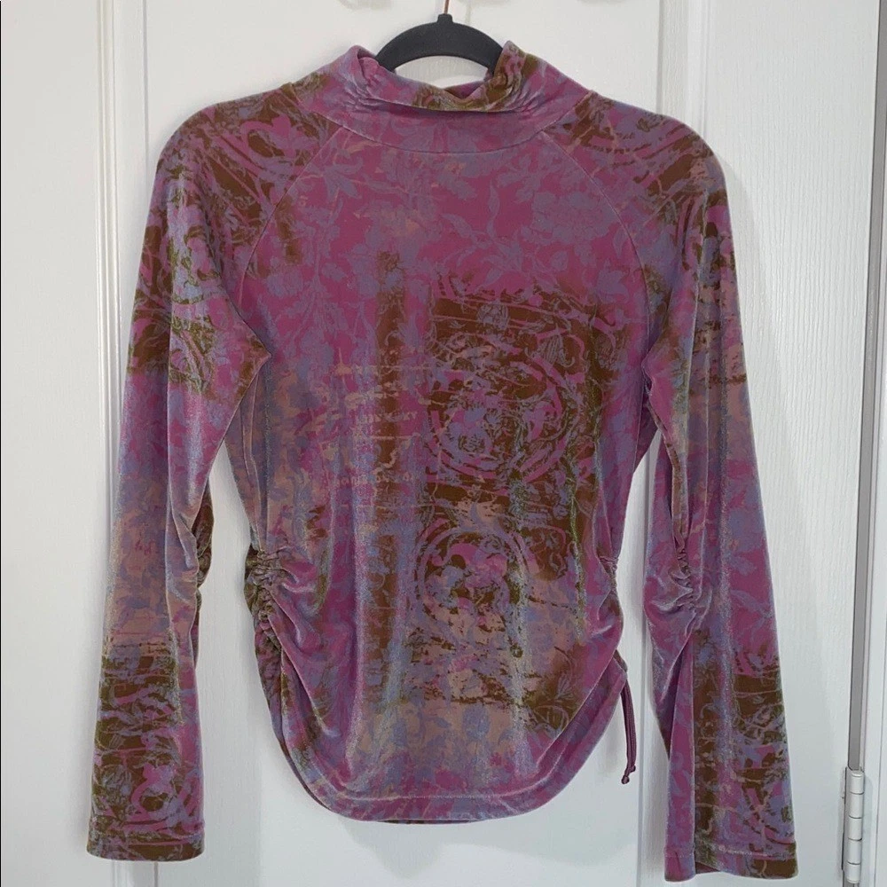 Y2K Obermeyer Velvet/Velour Mock Turtleneck Base Layer Top In Crushed