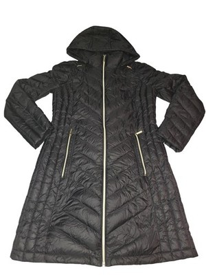 Michael Kors Black Hooded Quilted Packable Down Coat Women's XS Long Sleeve