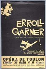 ERROLL GARNER TRIO - raro poster concerto jazz originale d'epoca Tolone 1967