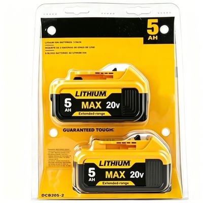 2 Pack For DEWALT DCB205-2 20V MAX Premium Lithium-Ion 5.0Ah Battery Upgrade