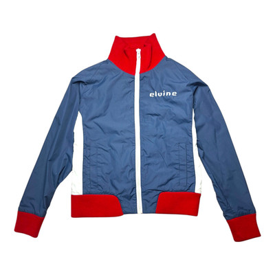 Vtg ELVINE Swedish Design Blue Windbreaker Jacket Red Contrast Ribbed Zip Up S