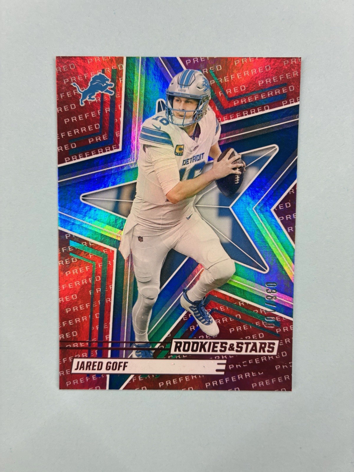 2025 Panini Rookies & Stars Hobby Preferred Jared Goff #67 Red /100