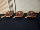 3 Vintage Hull Pottery Brown Drip Onion Soup Bowls With Lids And Handles USA