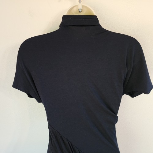 CARVEN Draped Jersey Faux Wrap Midi Dress Short Sleeve Black Women38/S-M Lux - Picture 11 of 18