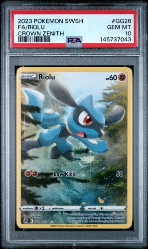2023 POKEMON SWORD & SHIELD CROWN ZENITH #GG26 FULL ART/RIOLU PSA 10