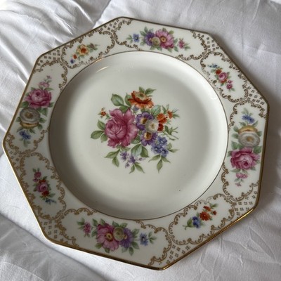  5 Rosenthal ''The Dresden'' Octagonal 9'' Hand-Painted Luncheon Plates