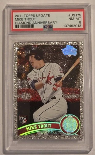 2011 Topps Update Mike Trout Diamond Anniversary US175 RC Rookie PSA 8
