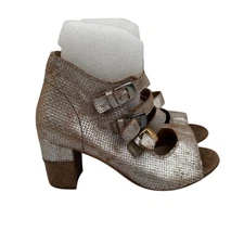 Unity In Diversity Women's Silver Strappy Block Heels Size 7.5