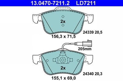 BREMSBELAGSATZ FÜR ALFA ROMEO 159 (939 ) - ATE 13.0470-7211.2