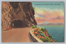Postcard California Lake Tahoe Entrance to Cave Rock Tunnel Linen Unposted A864