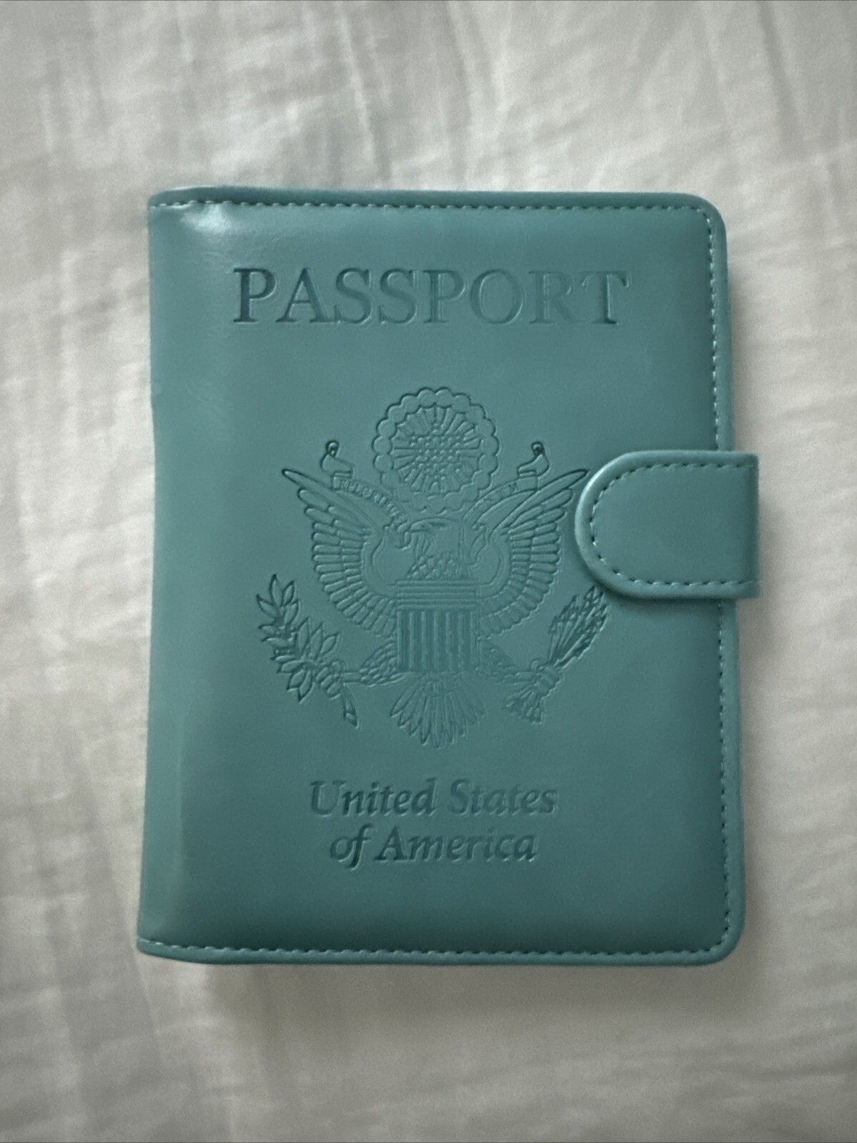 Blue Leather Passport Holder with Pen Slot – Travel Wallet for USA Passport Protection-image
