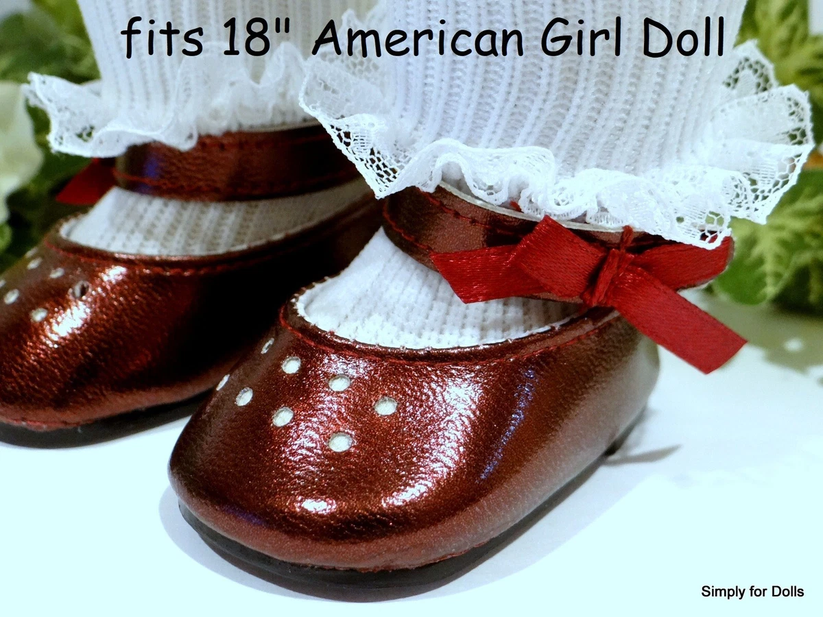 SALE CRANBERRY Metallic ANKLE STRAPS w BOW fit 18