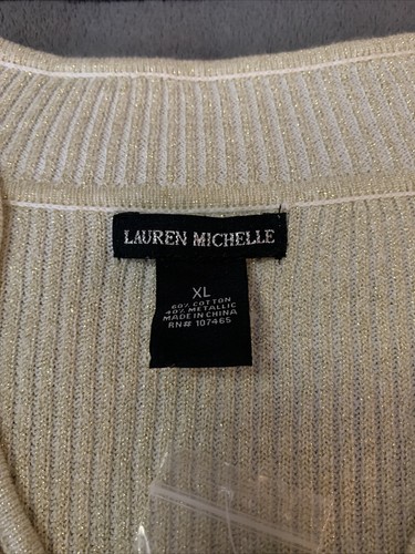 Lauren Michelle Ladies Beaded Sweater Size XL NWT Gold Glitter Cocktail - Picture 2 of 5