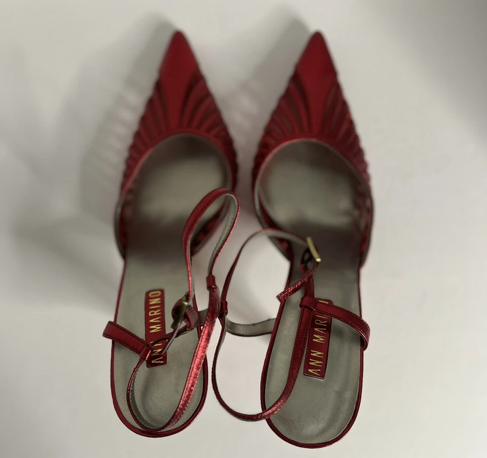 Tacones vintage Ann Marino Starlight en malla metálica roja talla 10 3,75 pulgadas Foto 3 de 4