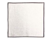 Battisti Pocket Square White with Burgundy Trim Pure linen