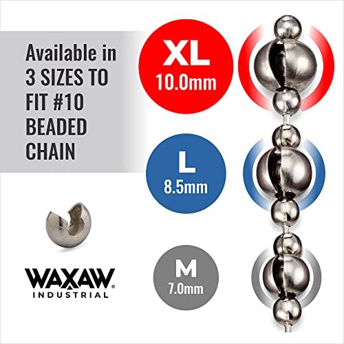 20-Pack Extra Large Ball Bead Chain Stops – 10.0mm Diameter, Fits #10 & #13 Bead Chains, For Window Blinds, Pull Chains & Fixtures