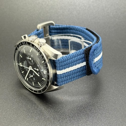 Omega Speedmaster Moonwatch Cinturino Orologio Passo Singolo Blu/Bianco 20mm - Foto 6 di 7
