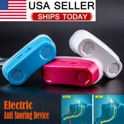 #ad Micro Electric Anti Snoring Device Noise Sleep Apnea Stop Snore Aid Breathing US $8.27