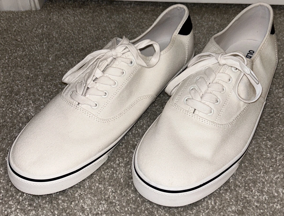 Old Navy Shoes Mens 13 Sneakers Bright White Canvas Lace Up Round Toe Low Top