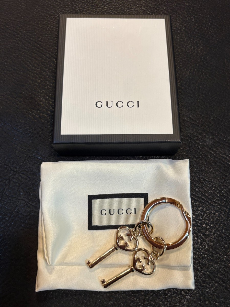 GUCCI Key holder Key ring chain Bag charm AUTH Vintage Ken Gold GG