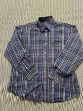 Bugatchi Uomo windowpane plaid Mens Dress Shirt Size Large all cotton