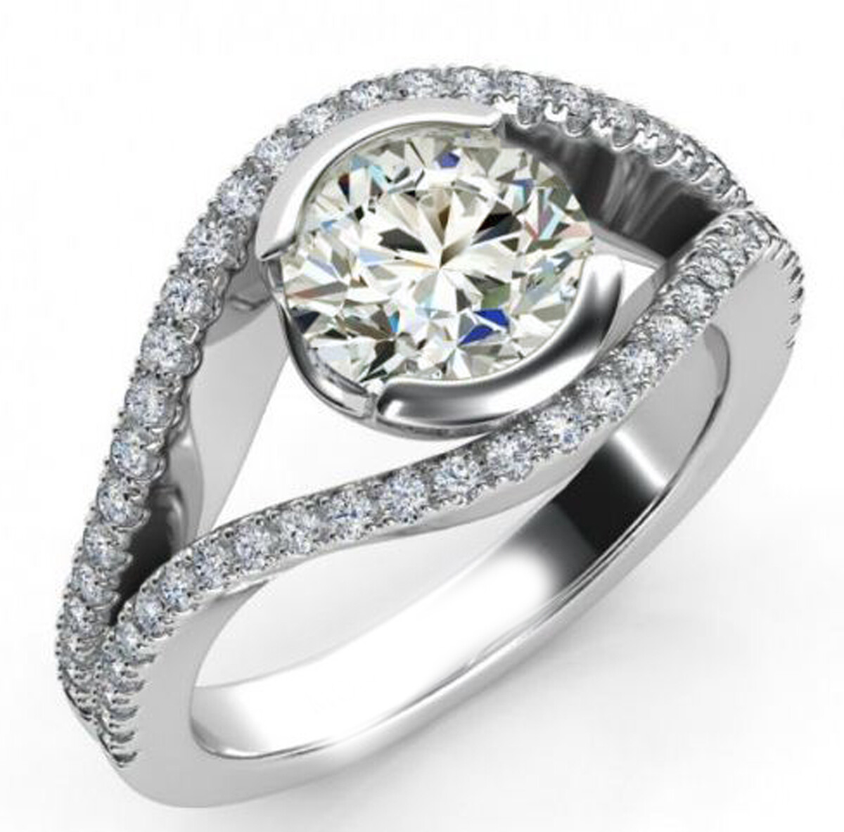 Ct Round Cut Near White Moissanite Diamond Engagement Ring 925 Silver