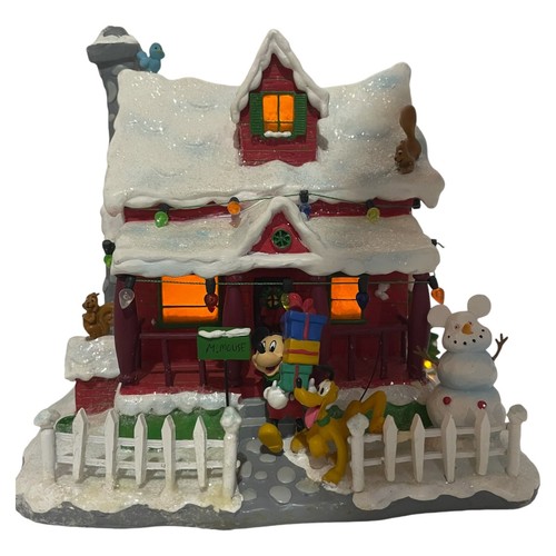 Disney Christmas Village Mickey Pluto Holiday House Lighted Tested Works