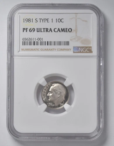 PF69 UCAM 1981-S Type 1 Roosevelt Dime NGC Graded Brown Lbl