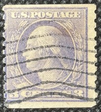 3c George Washington Coil-Violet-Used Single-Scott #493 Wavy Cancel