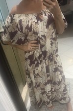 Chaps Woman 3X Purple  Floral Maxi Dress Plus Nude  Womens Elastic Off Shoulder