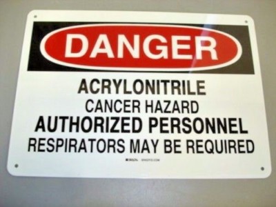 Danger Acrylonitrile Cancer Hazard Aluminum Sign NEW