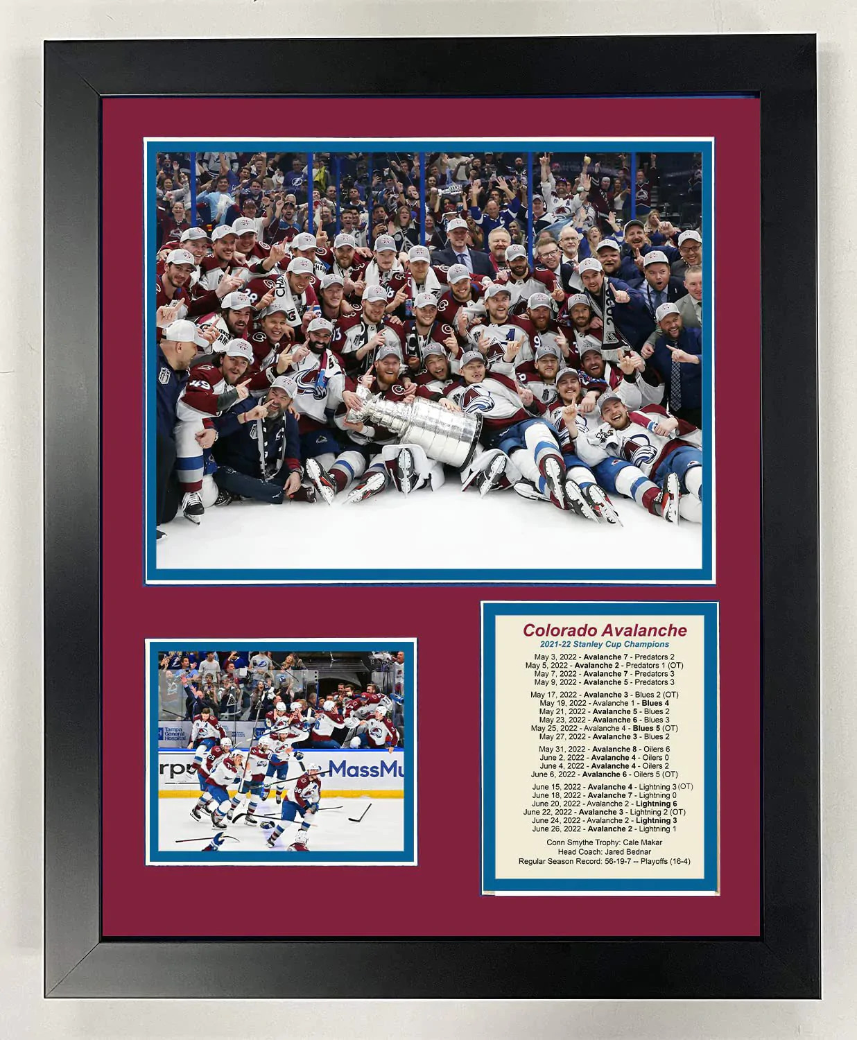 Framed Colorado Avalanche 2021-2022 Stanley Cup Champions 12"x15" Photo Collage