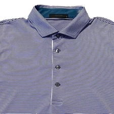 Greyson Golf Performance Polo Shirt Mens Sz L Violet Purple Striped Stretch