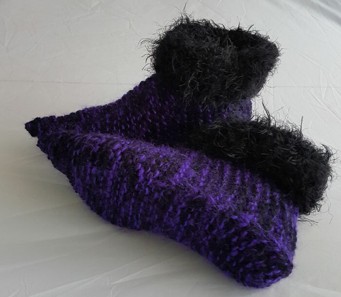 Unique hand knit knitwitz Witch design slipper socks. Choose from selection image 2