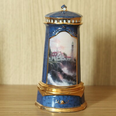 Thomas Kinkade's Seaside Reflections blaue Spieluhr Leuchtturm Ardleigh Elliott
