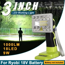 LED Flashlight Work Light For Ryobi 18V Battery 9W Cordless Emergency Spotlight