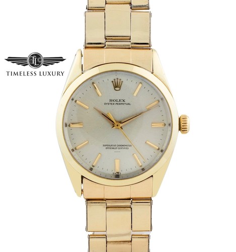 1963 Rolex Oyster Perpetual 1024 Gold Shell 34mm Silver Dial A...
