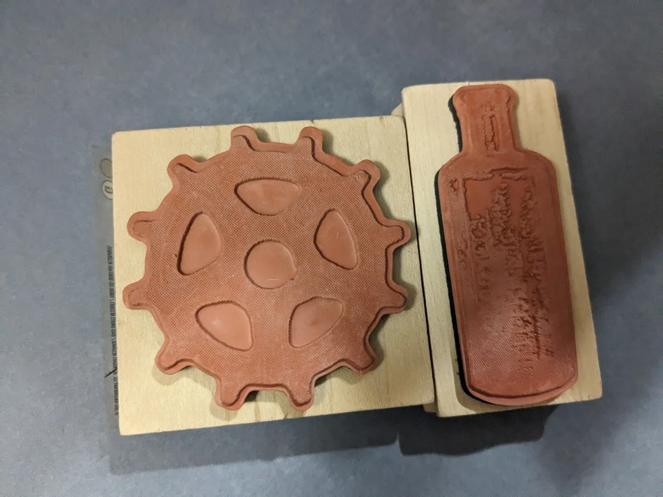 Estampillas Inkadinkado (2) Botella de engranaje Steampunk industrial victoriana NUEVO Foto 2 de 3