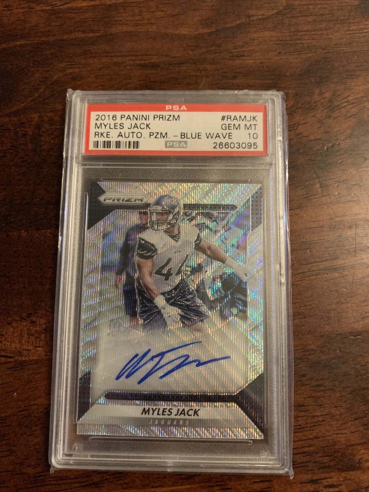 Myles Jack Panini Prizm Rookie Autograph Prizm #RAMJK Blue Wave