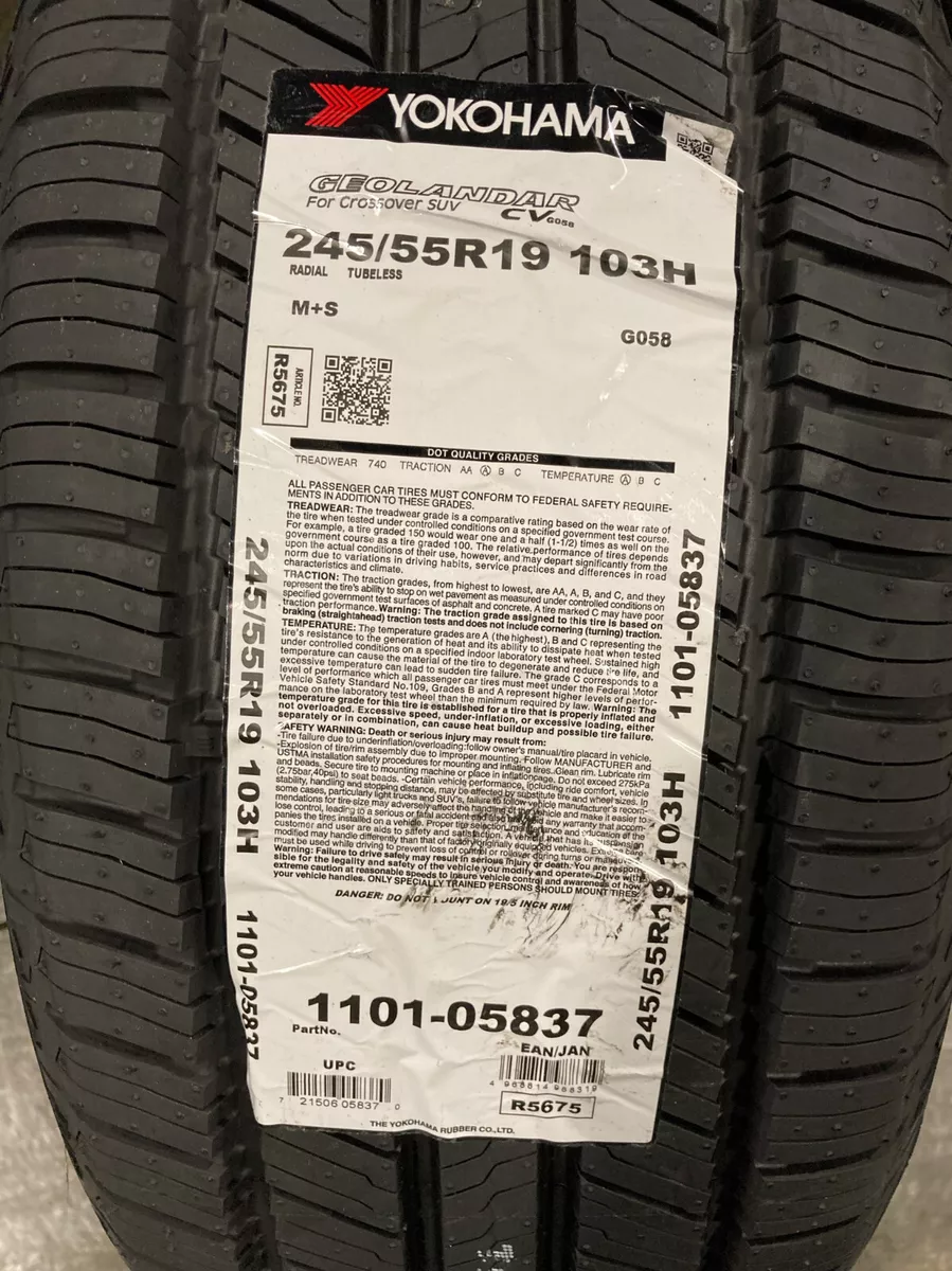 4 New 245 55 19 Yokohama Geolandar CV G058 Tires