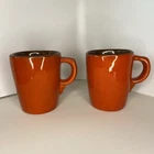 Vintage Frankoma  Pottery #5CC 2 Tea Cups 5oz, Flame Glaze READ