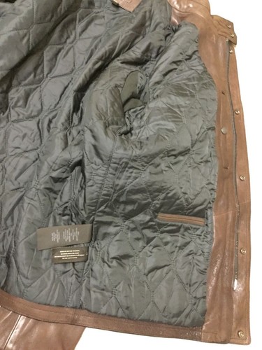 Coach 83739 Men's Harrison Leather Jacket Medium Brown Zip Insulated Coat w Hood - Picture 10 of 12